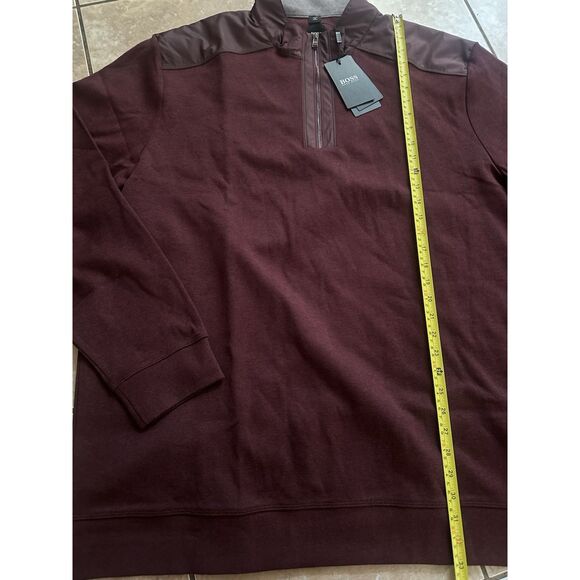 NWT Hugo Boss 4XL Knit Pullover Sweatshirt Zipper Burgundy Red - Picture 7 of 8
